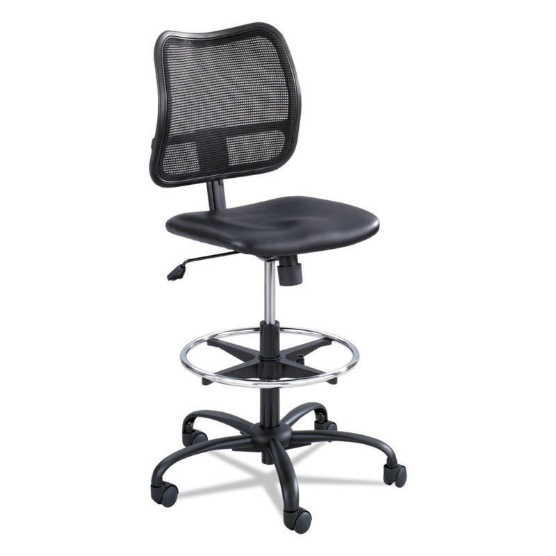 Safco Vue Series Mesh Extended-Height Chair, Supports Up to 250 lb, 23" to 33" Seat Height, Black Vinyl Seat, Black Base