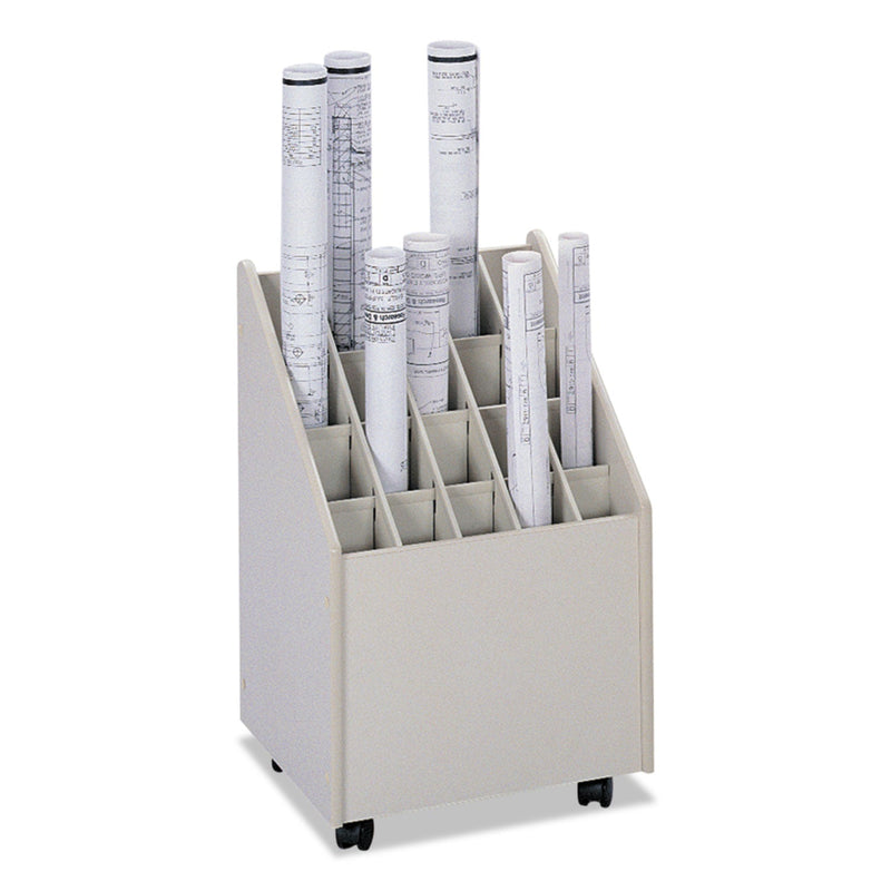 Safco Laminate Mobile Roll Files, 20 Compartments, 15.25w x 13.25d x 23.25h, Putty