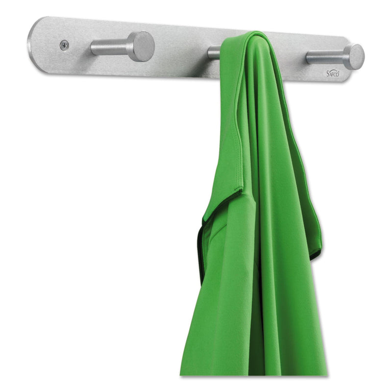 Safco Nail Head Wall Coat Rack, Three Hooks, Metal, 18w x 2.75d x 2h, Satin