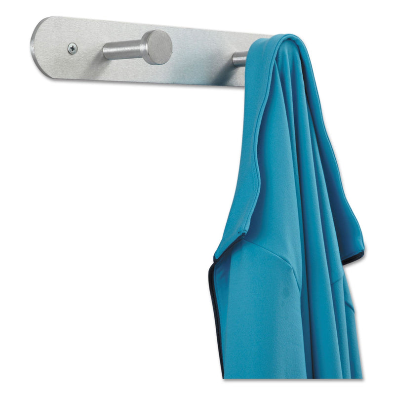 Safco Nail Head Wall Coat Rack, Two Hooks, Metal, 12w x 2.75d x 2h, Satin