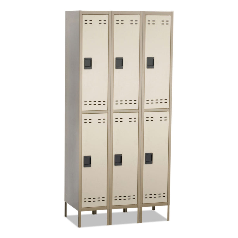 Safco Double-Tier, Three-Column Locker, 36w x 18d x 78h, Two-Tone Tan