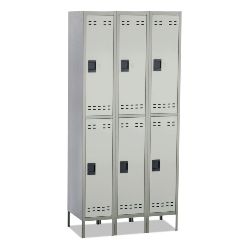 Safco Double-Tier, Three-Column Locker, 36w x 18d x 78h, Two-Tone Gray