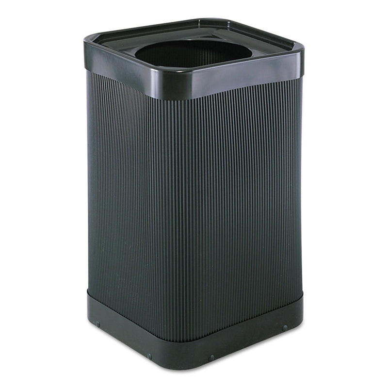 Safco At-Your Disposal Top-Open Waste Receptacle, Square, Polyethylene, 38 gal, Black