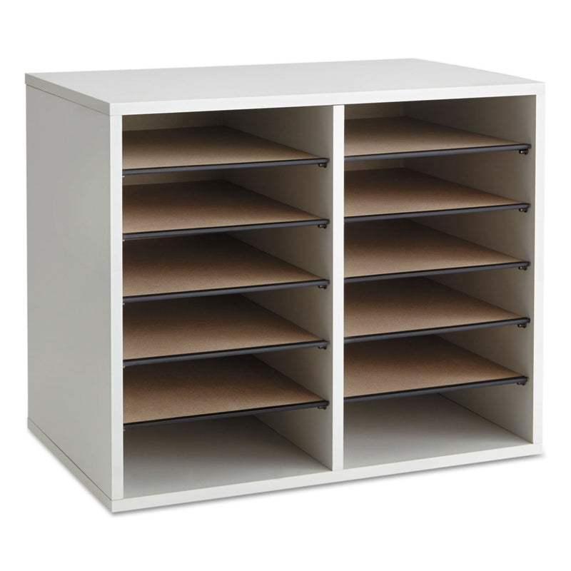 Safco Fiberboard Literature Sorter, 12 Compartments, 19.63 x 11.88 x 16.13, Gray