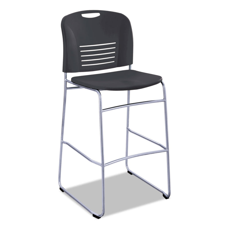 Safco Vy Sled Base Bistro Chair, Supports Up to 350 lb, Black Seat/Back, Silver Base