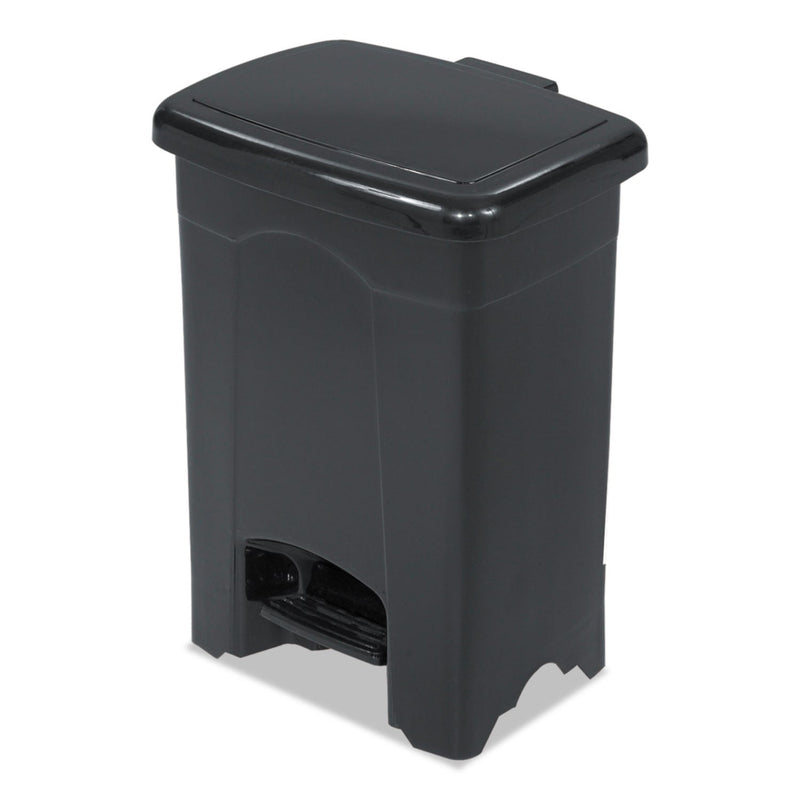 Safco Step-On Receptacle, Rectangular, Plastic, 4 gal, Black