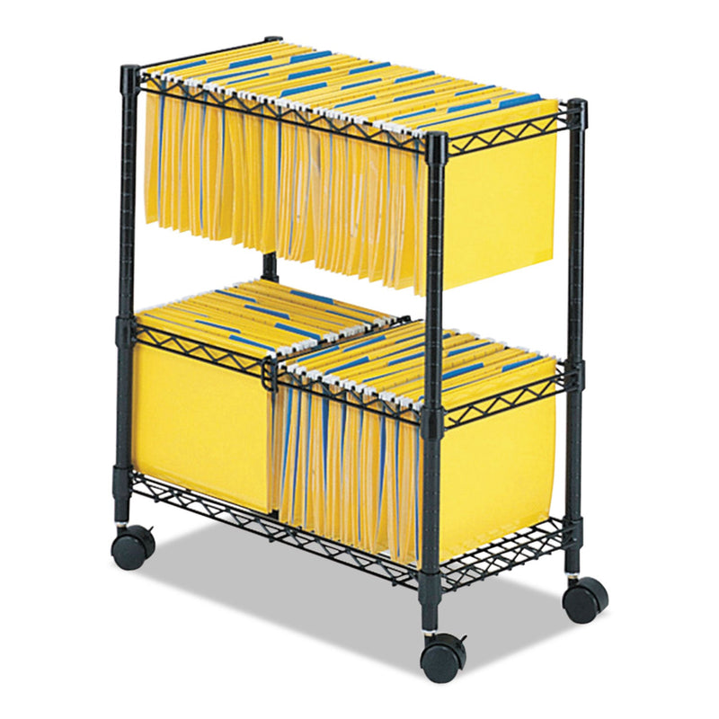 Safco Two-Tier Rolling File Cart, Metal, 3 Bins, 25.75" x 14" x 29.75", Black