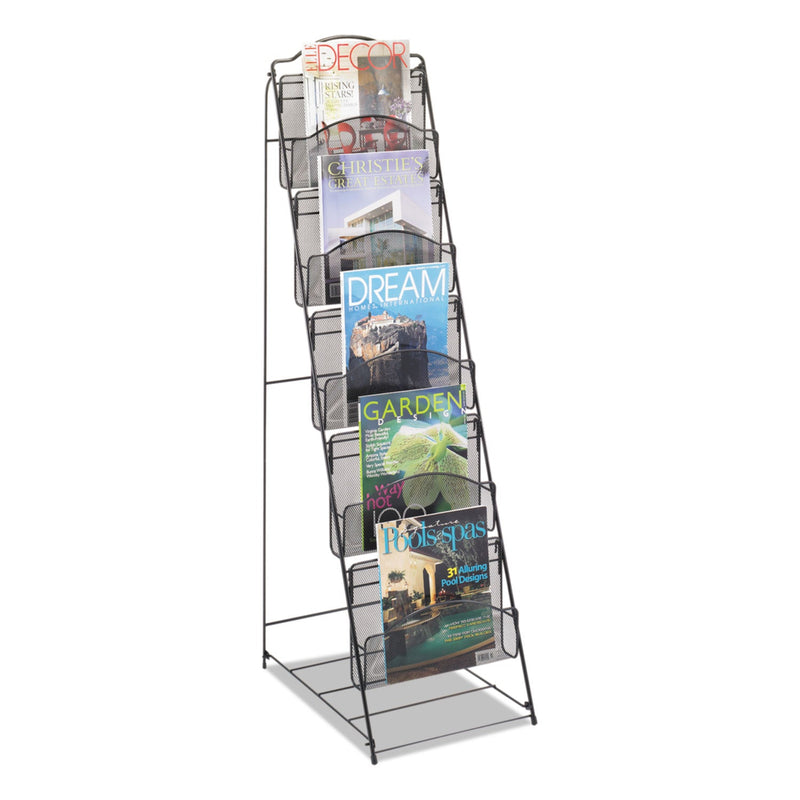Safco Onyx Magazine Floor Rack, 12.5w x 18.5d x 46h, Black