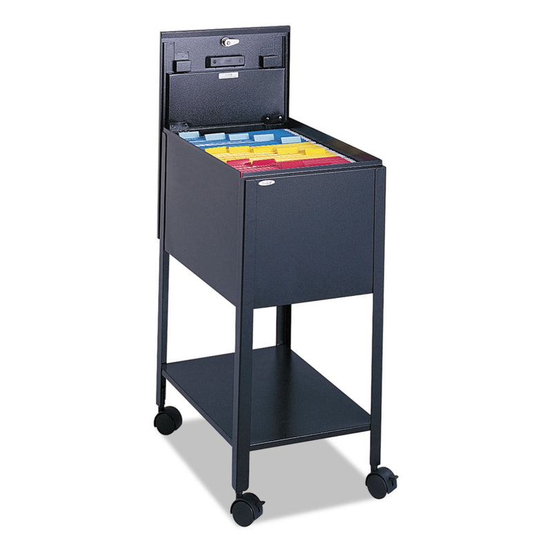 Safco Standard Locking Mobile Tub File, Letter Size, Metal, 1 Shelf, 1 Bin, 13.5" x 19.25" x 28", Black