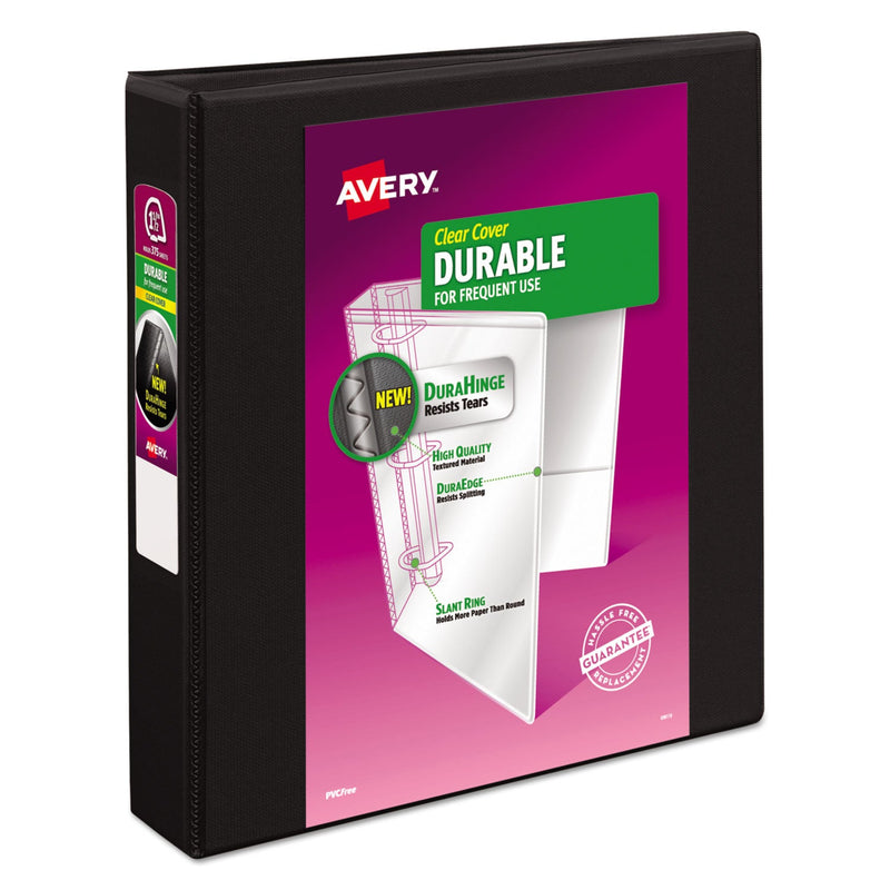Avery Durable View Binder with DuraHinge and Slant Rings, 3 Rings, 1.5" Capacity, 11 x 8.5, Black