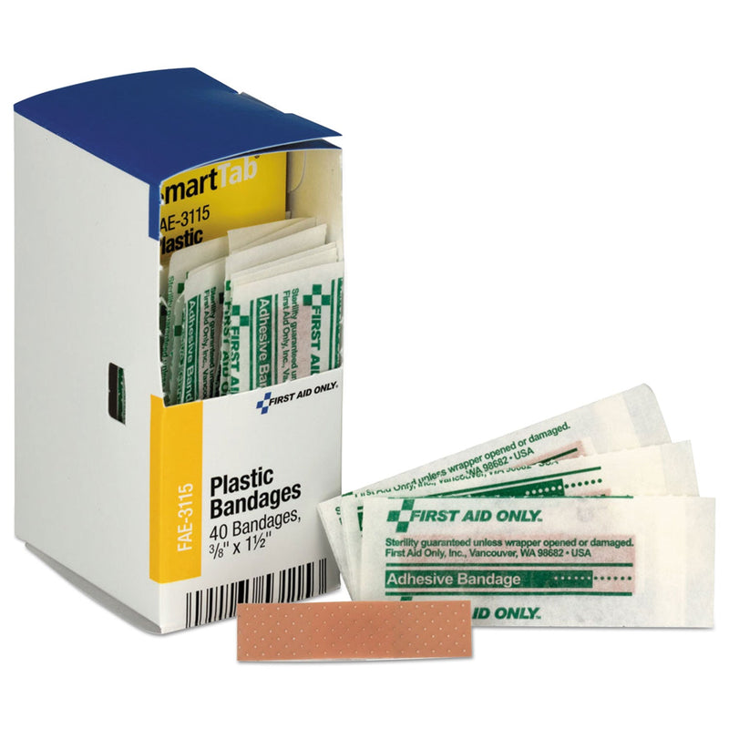 First Aid Only Refill for SmartCompliance General Business Cabinet, Plastic Bandages, 3/8  x 1 2/3, 40/Bx