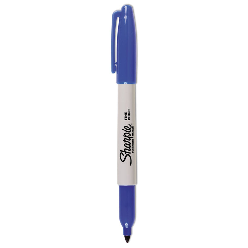 Sharpie Fine Tip Permanent Marker, Fine Bullet Tip, Blue, Dozen