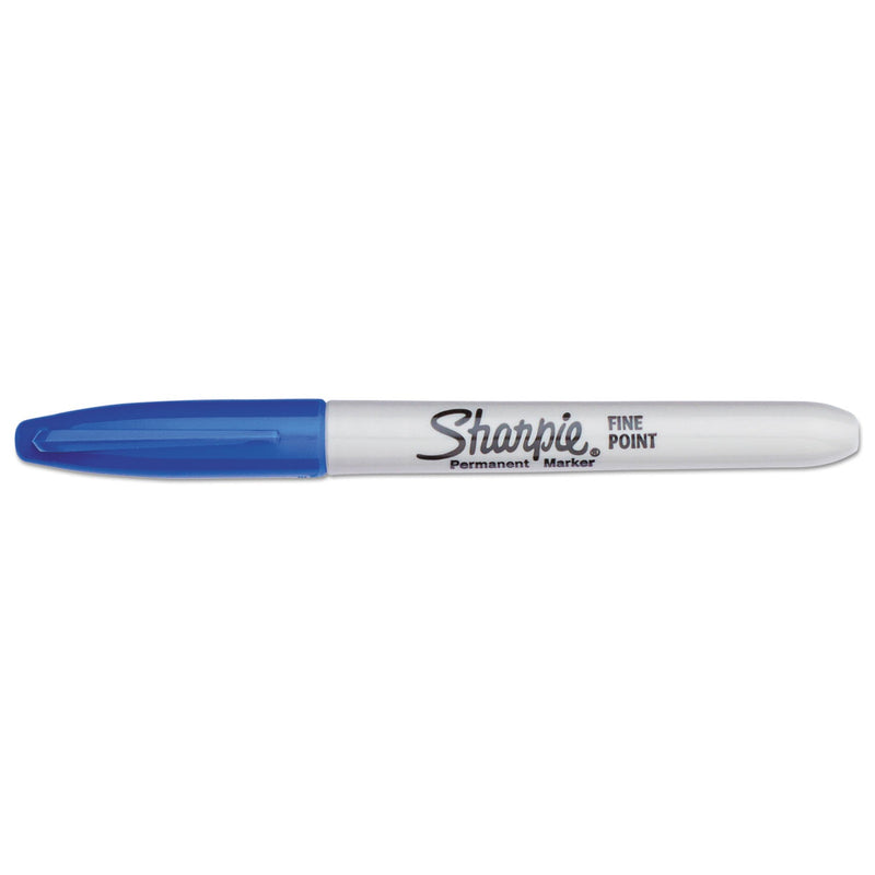 Sharpie Fine Tip Permanent Marker, Fine Bullet Tip, Blue, Dozen