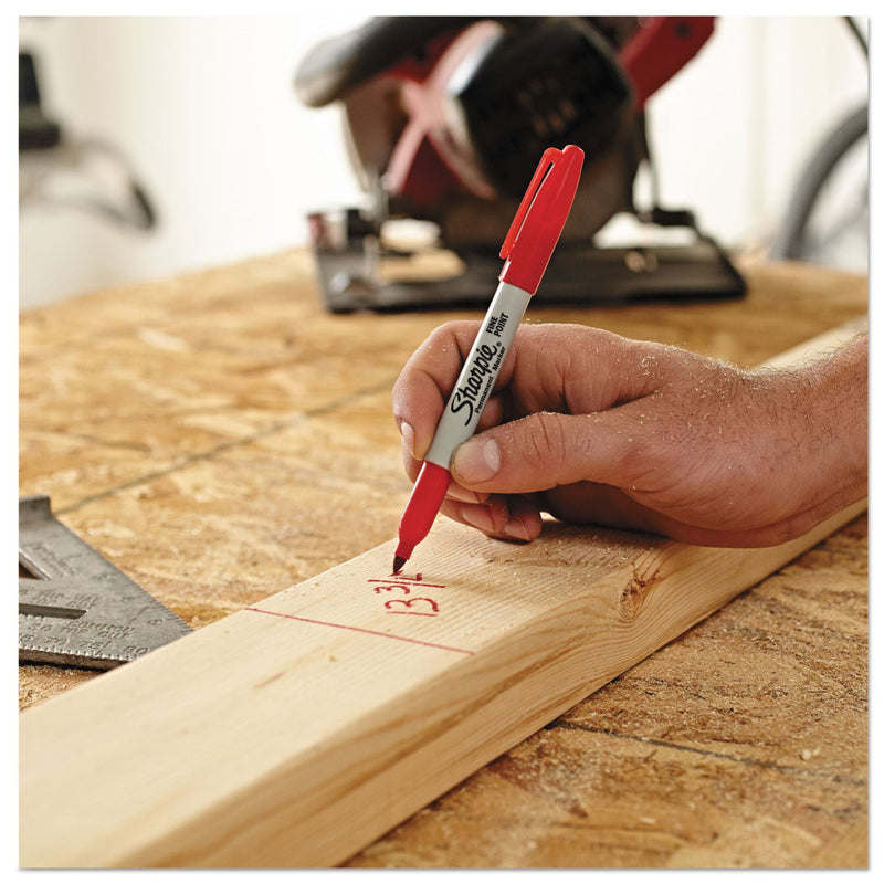 Sharpie Fine Tip Permanent Marker, Fine Bullet Tip, Red, Dozen