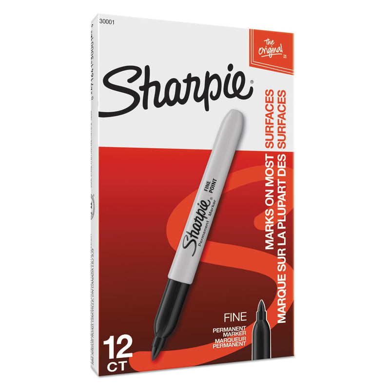 Sharpie Fine Tip Permanent Marker, Fine Bullet Tip, Black, Dozen