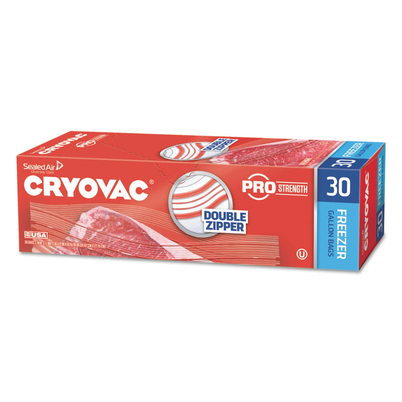Diversey Cryovac One Gallon Freezer Bag Dual Zipper, 1 gal, 2.5 mil, 10.5" x 10.94", Clear, 270/Carton