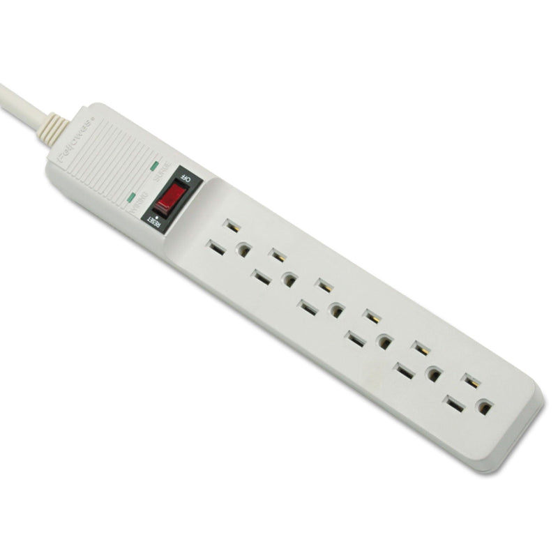 Fellowes Basic Home/Office Surge Protector, 6 AC Outlets, 15 ft Cord, 450 J, Platinum