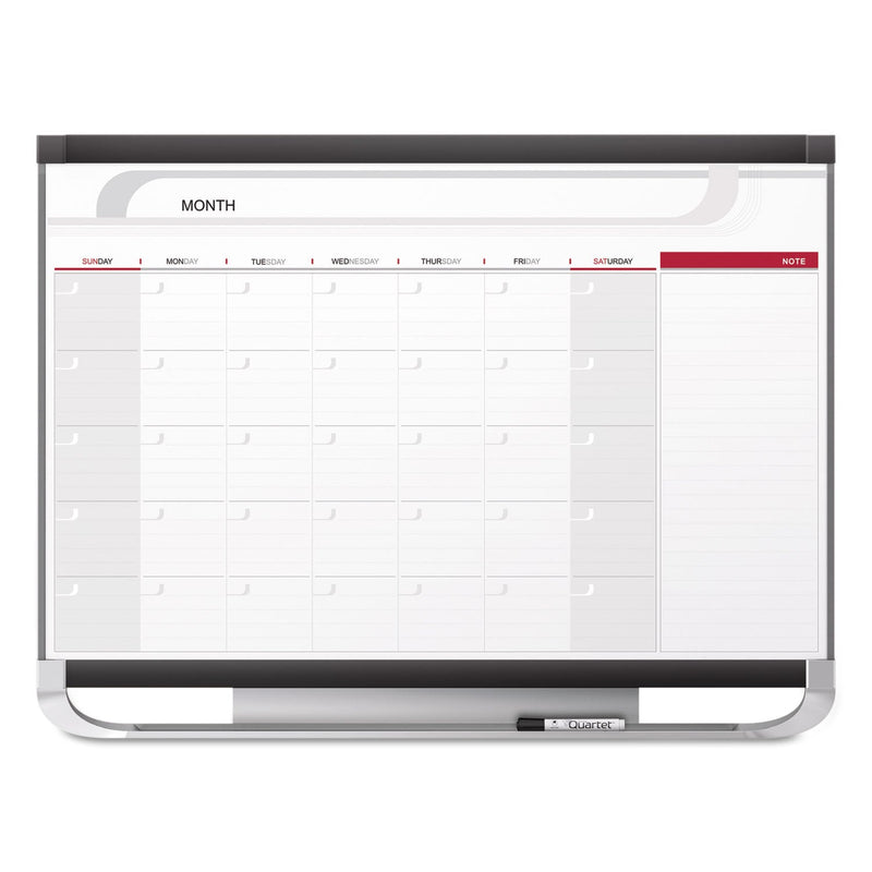 Quartet Prestige 2 Magnetic Total Erase Monthly Calendar, 48 x 36, Graphite Color Frame