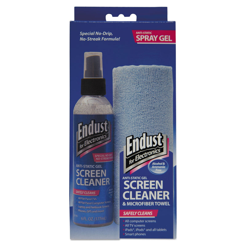 Endust LCD/Plasma Cleaning Gel Spray, 6 oz, Pump Spray Bottle with Microfiber Cloth