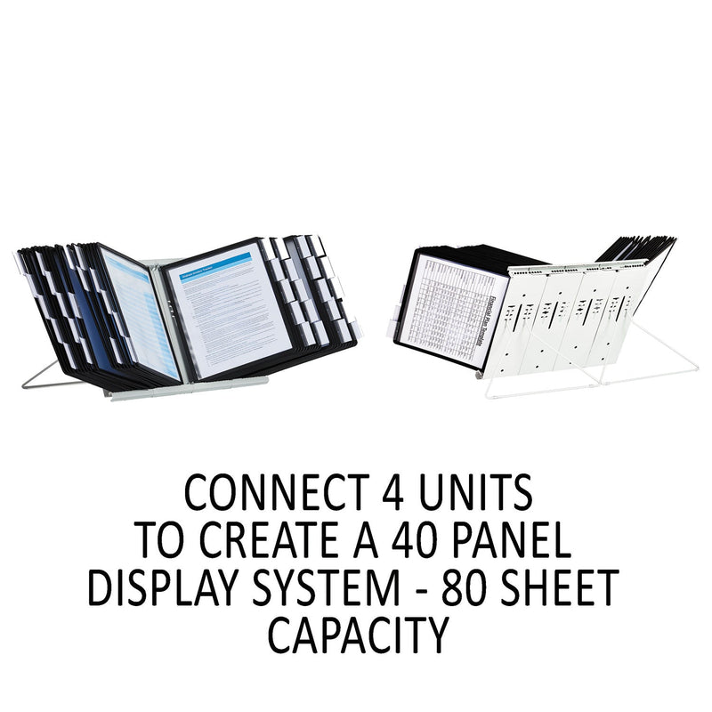 Durable InstaView Expandable Desktop Reference System, 10 Panels, Black Borders