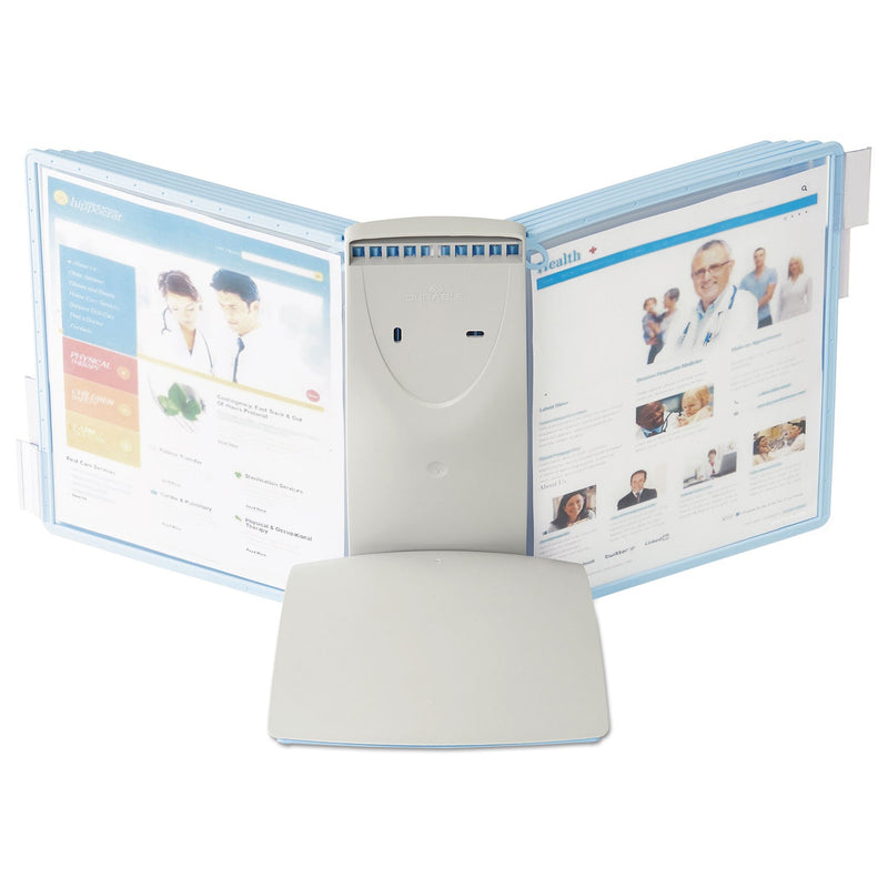 Durable SHERPA Style Desk-Mount Reference System, 10 Panel, 20 Sheet Capacity, Blue/Gray