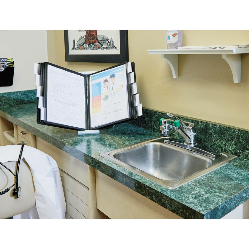 Durable InstaView Expandable Desktop Reference System, 10 Panels, Black Borders