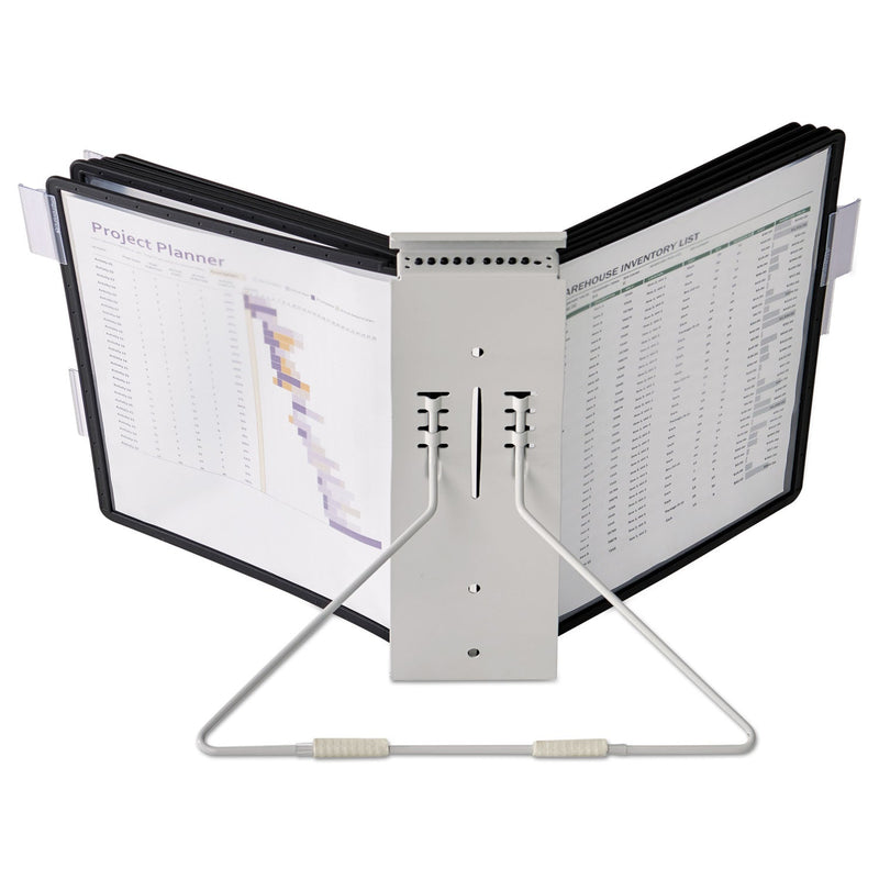 Durable InstaView Expandable Desktop Reference System, 10 Panels, Black Borders