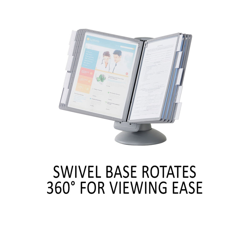 Durable SHERPA Motion Desk Reference System, 10 Panels, Gray Borders