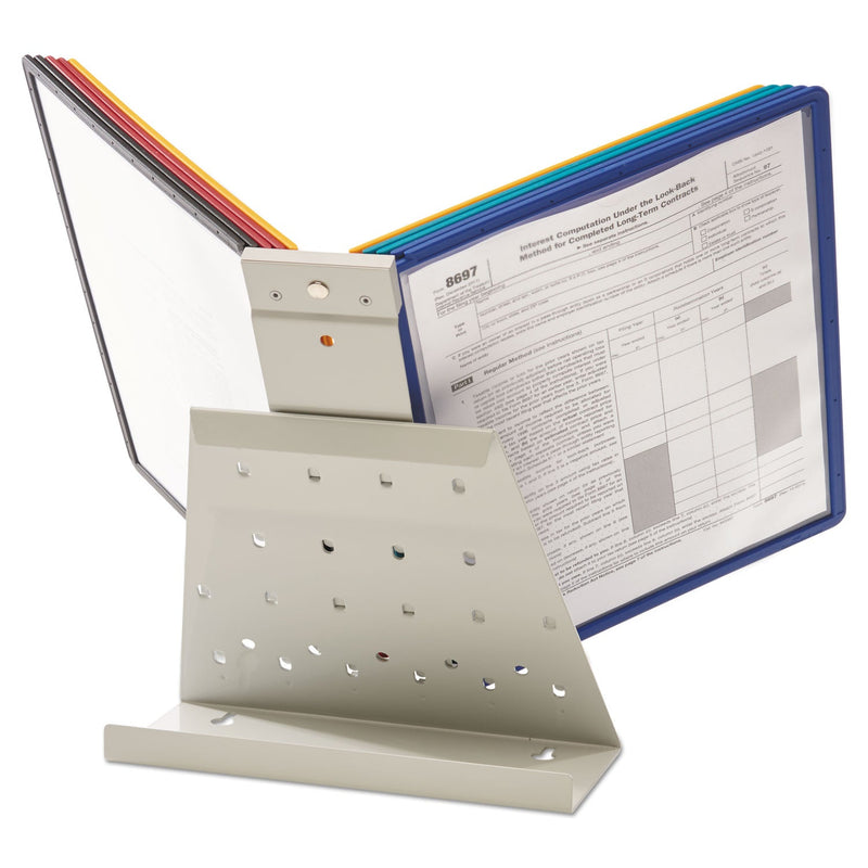 Durable VARIO Reference Desktop System, 10 Panels, Assorted Borders and Panels