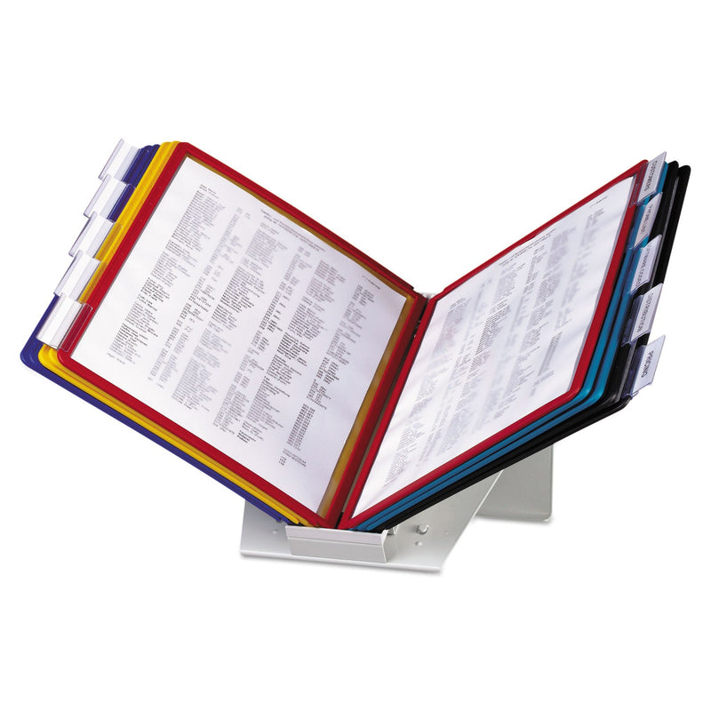 Durable VARIO Reference Desktop System, 10 Panels, Assorted Borders and Panels