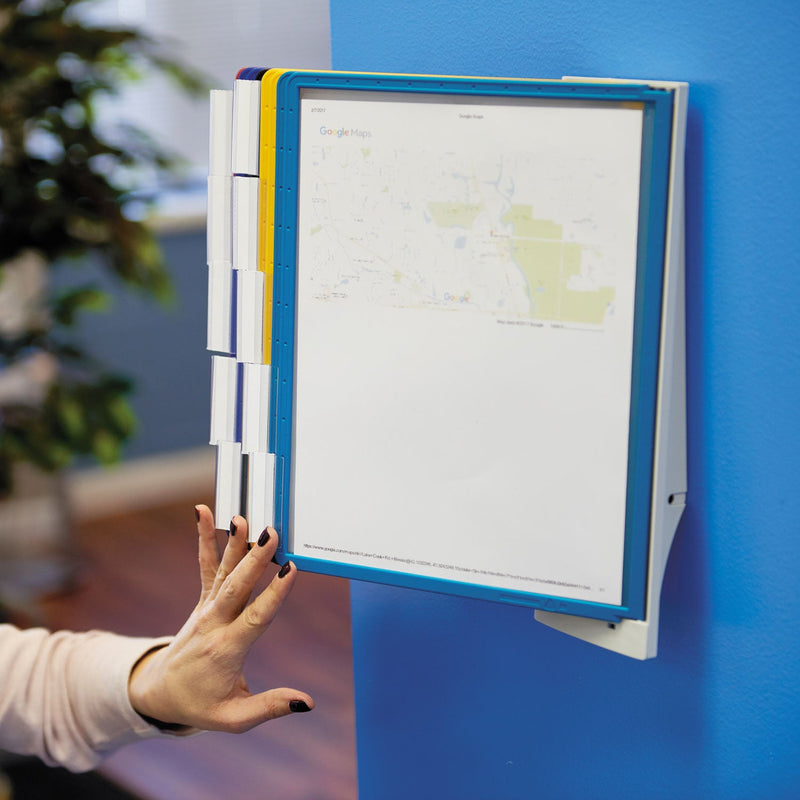 Durable Sherpa Wall-Mount Reference System, 10 Gray Panels, Letter, Assorted Borders