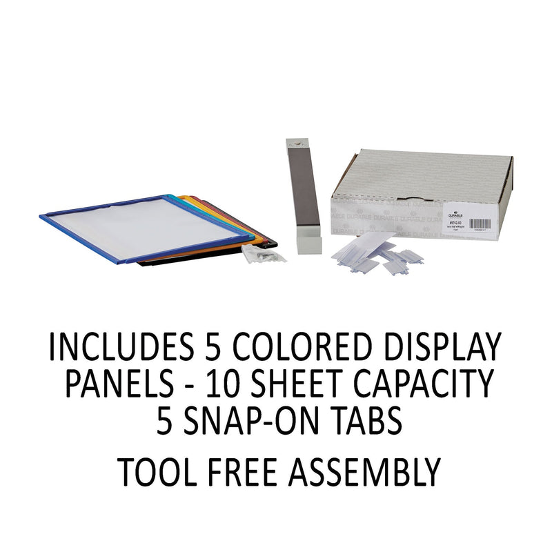 Durable VARIO Magnetic Wall Reference System, 5 Panels, 10 Pockets, Assorted Borders