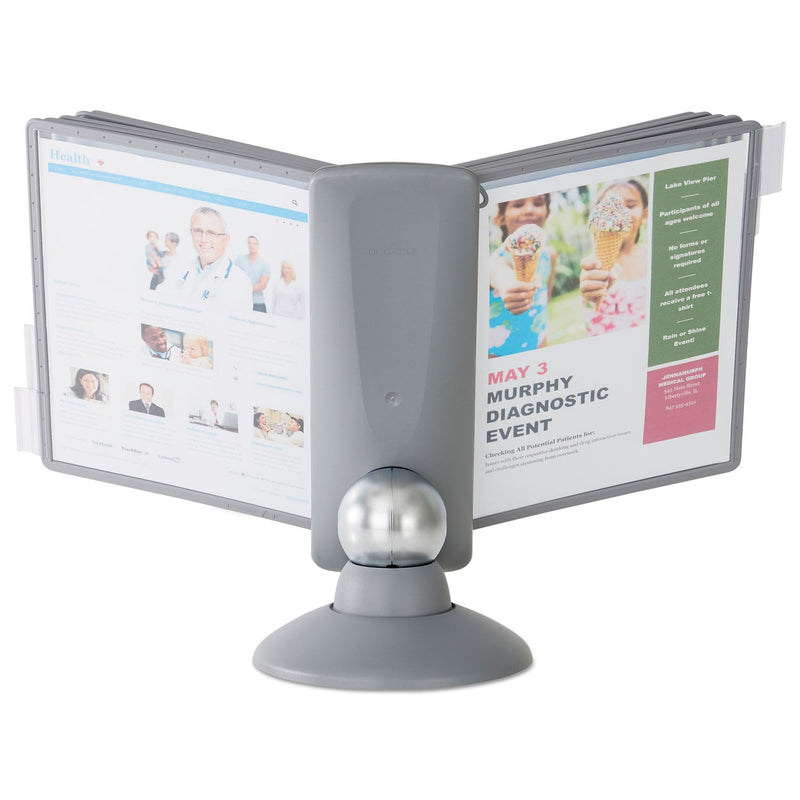 Durable SHERPA Motion Desk Reference System, 10 Panels, Gray Borders