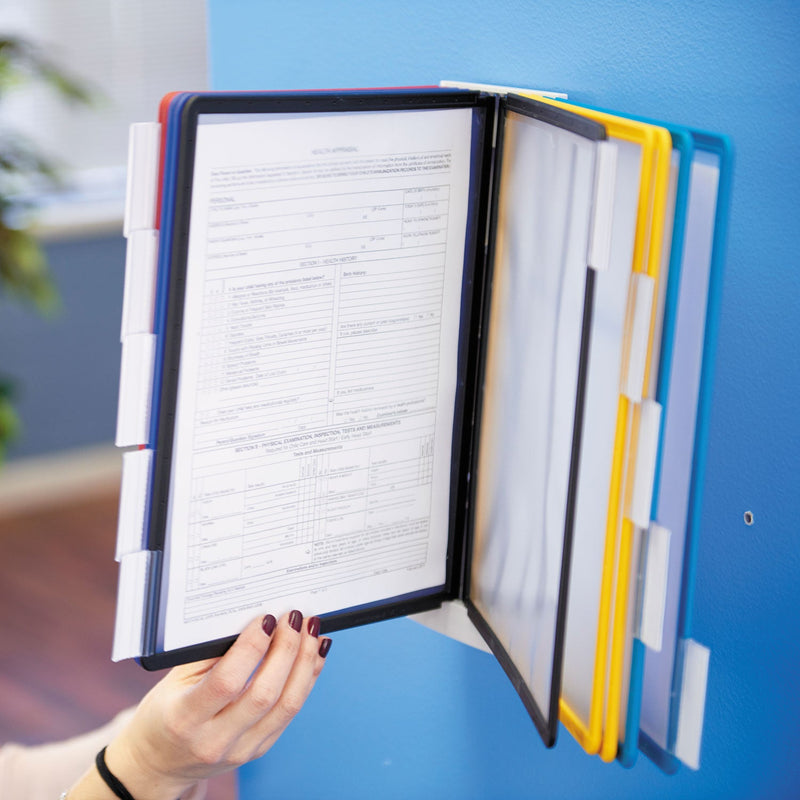 Durable Sherpa Wall-Mount Reference System, 10 Gray Panels, Letter, Assorted Borders