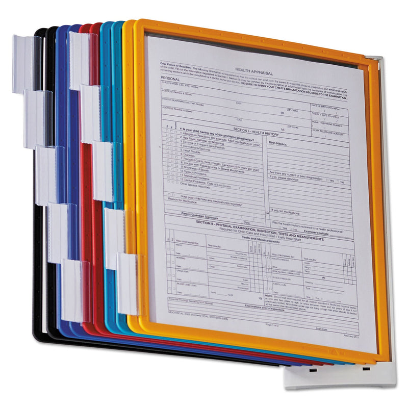 Durable Sherpa Wall-Mount Reference System, 10 Gray Panels, Letter, Assorted Borders