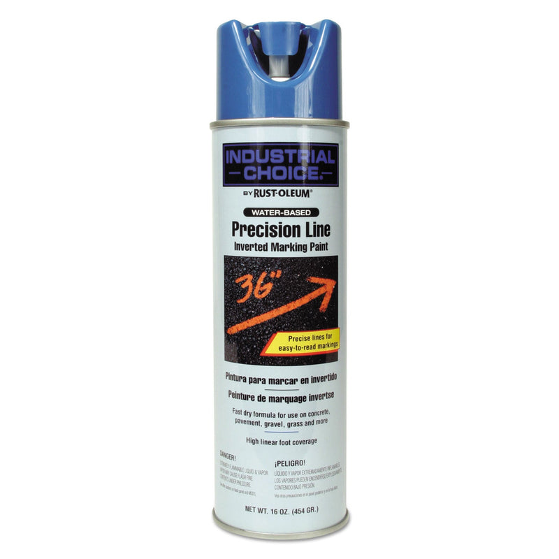 Rust-Oleum Industrial Choice M1600/M1800 System Precision-Line Inverted Marking Paint, Flat/Matte Caution Blue, 17 oz Aerosol Can