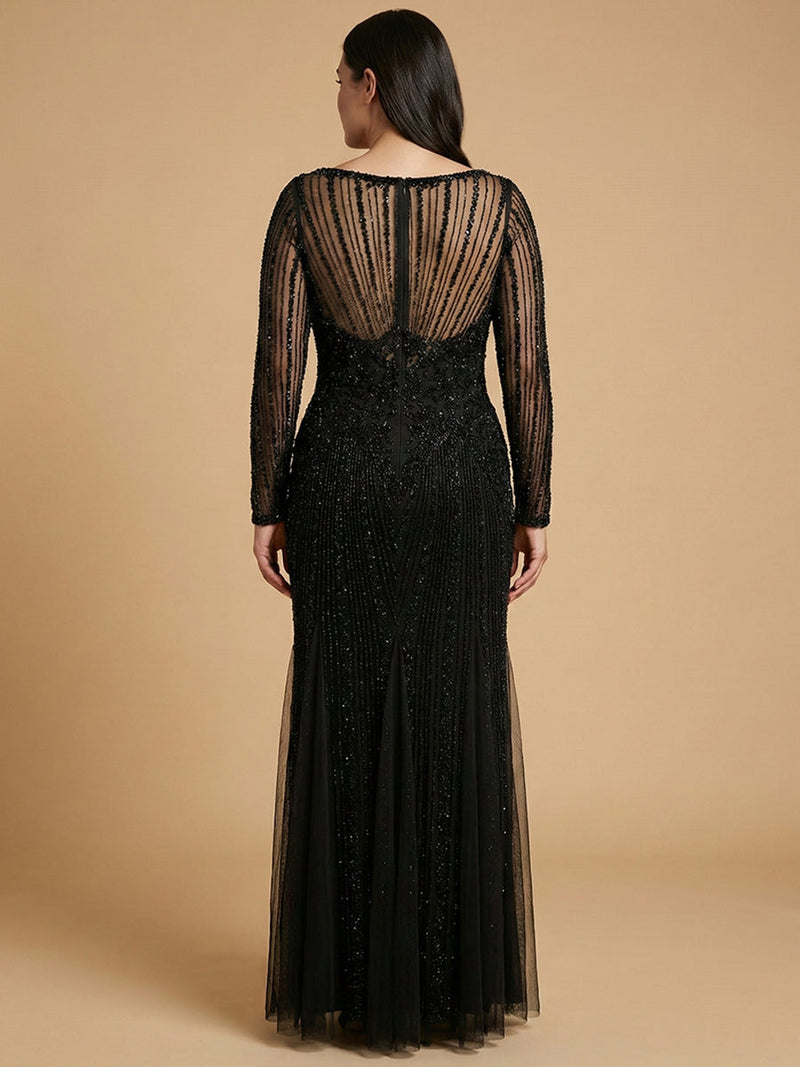 Lara High Neck Beaded Gown