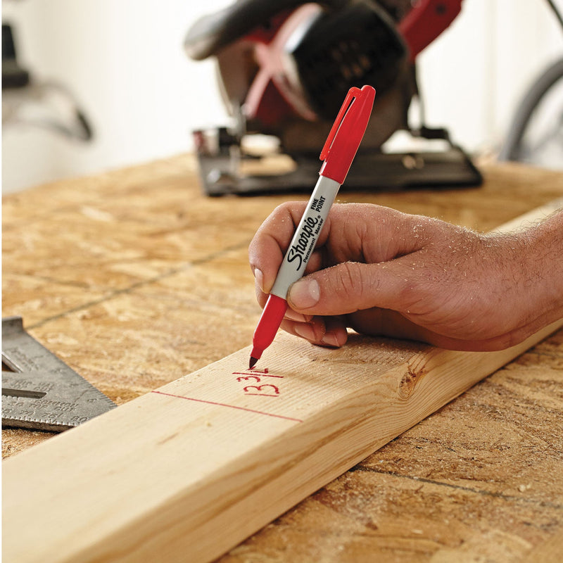 Sharpie Twin-Tip Permanent Marker, Extra-Fine/Fine Bullet Tips, Red, Dozen