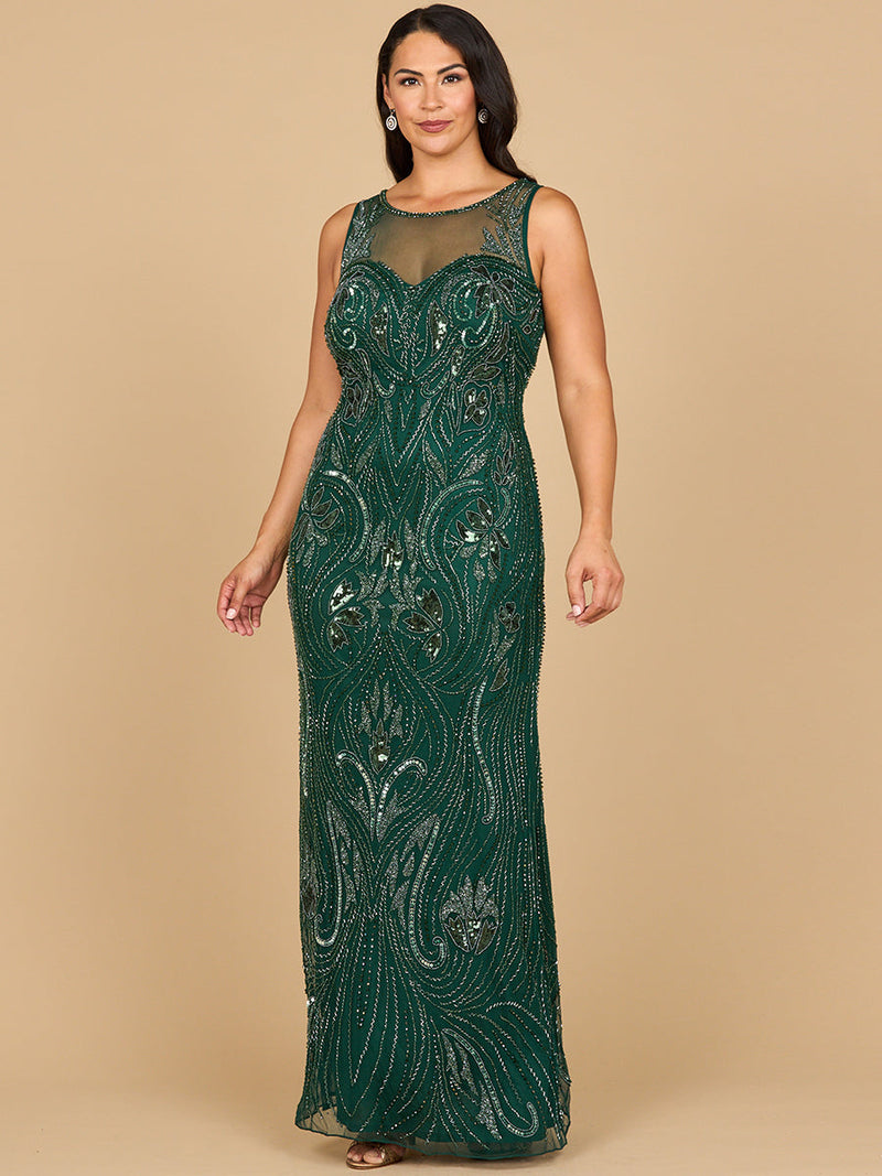 Beaded High Neckline Gown