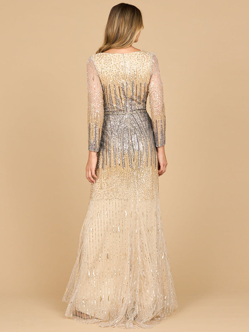 Mermaid, Beaded Long Sleeve Gown