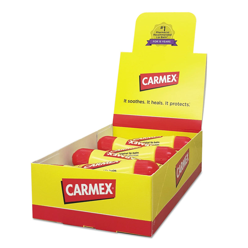 Carmex Moisturizing Lip Balm, Original Flavor, 0.35 oz Tube, 12/Box