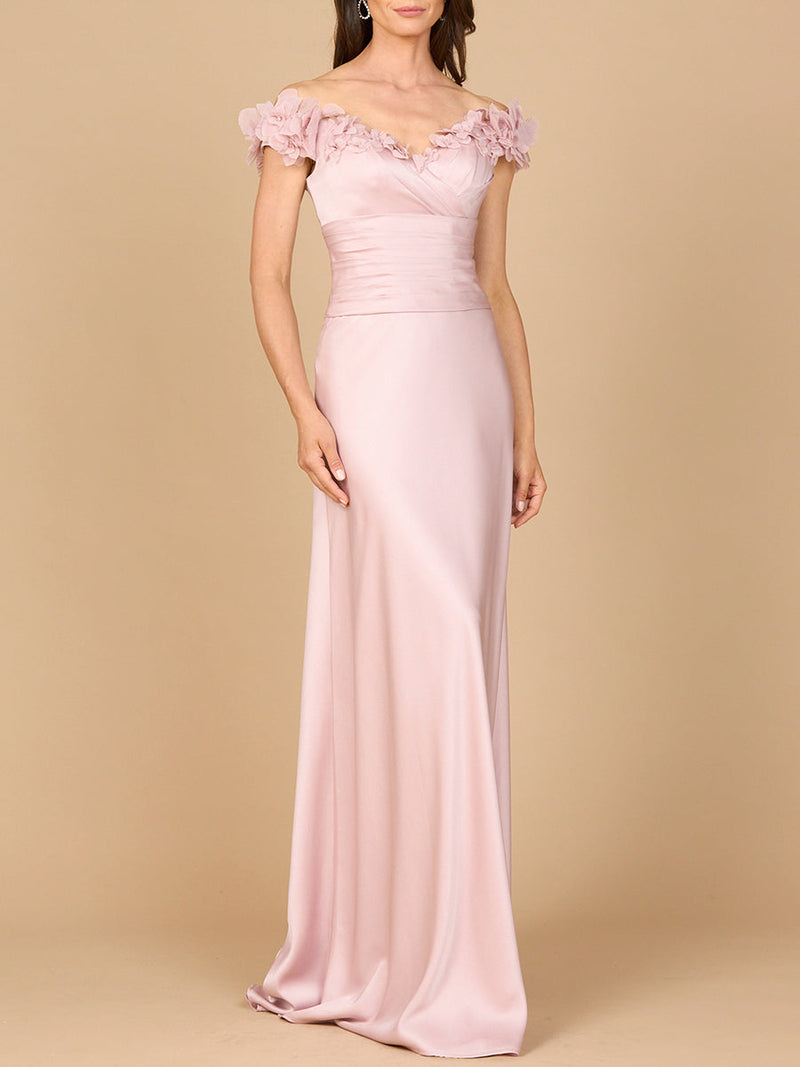 Off Shoulder Satin Gown