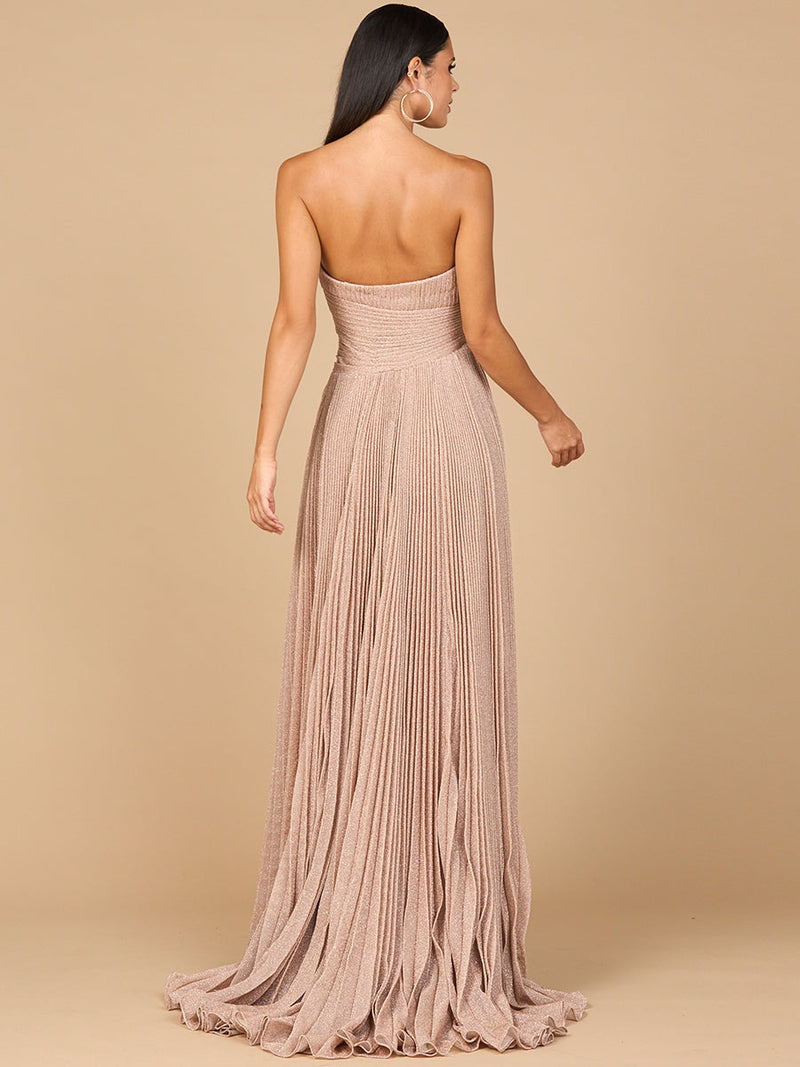 Flowing Pleated, Strapless Dress