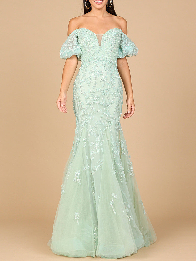 Lace, Off Shoulder Mermaid Gown