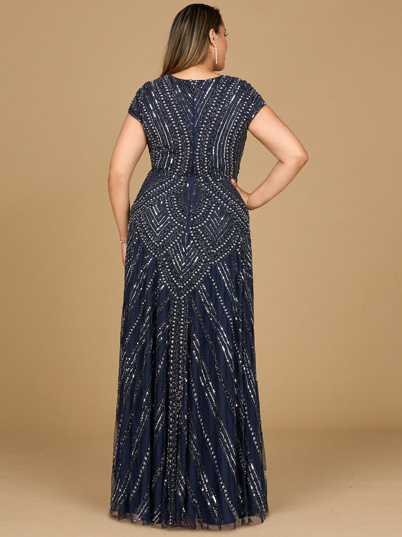 Cap Sleeve Beaded A-Line Gown