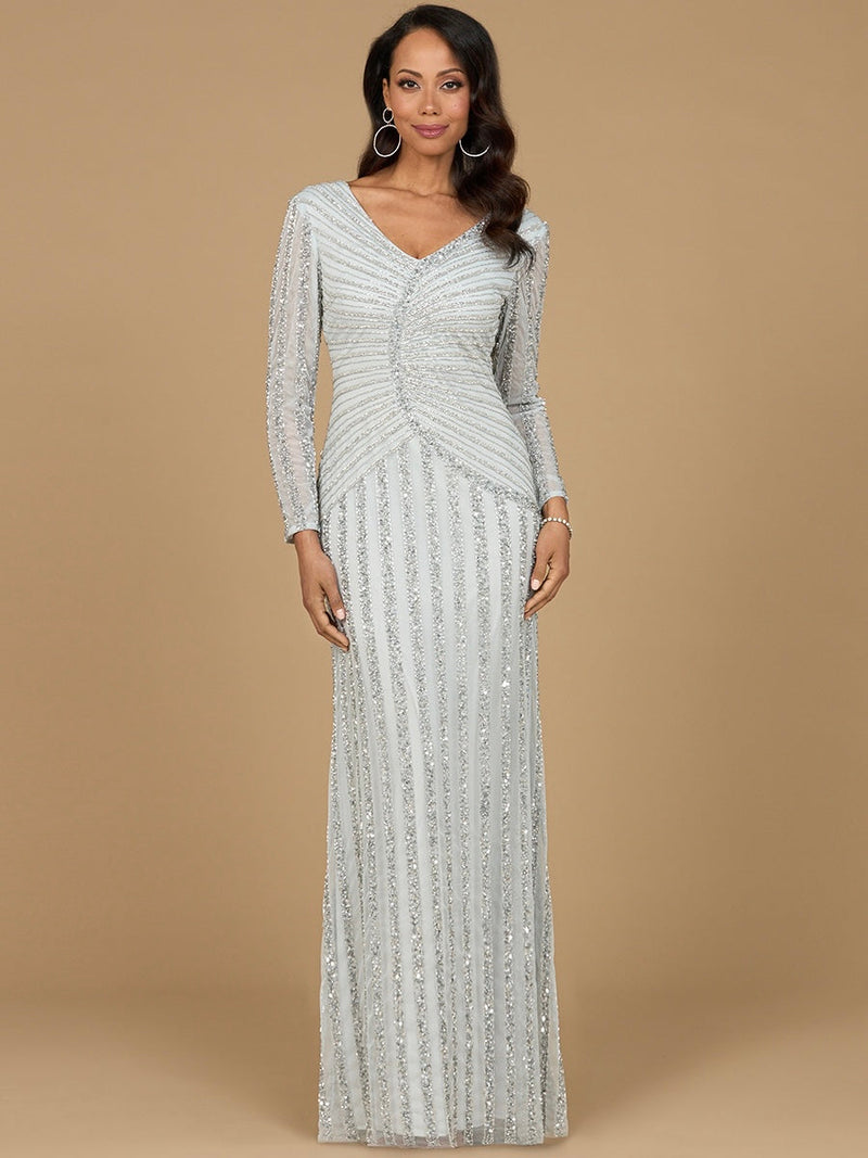 Long Sleeve Beaded Gown