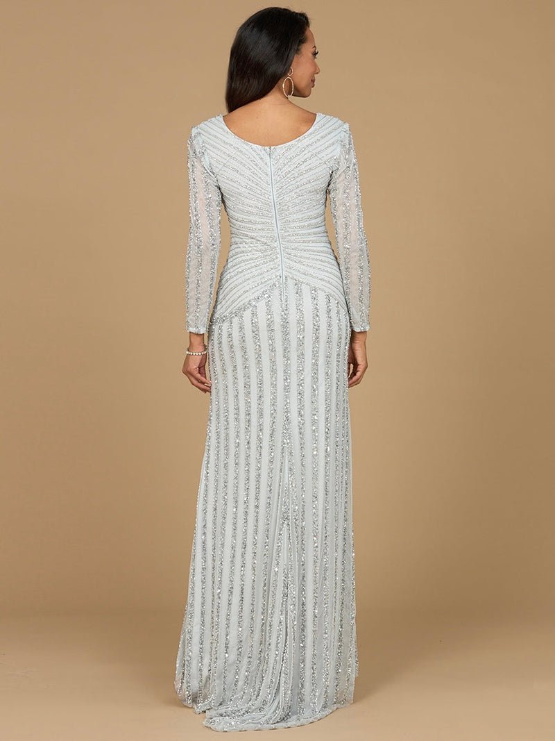 Long Sleeve Beaded Gown