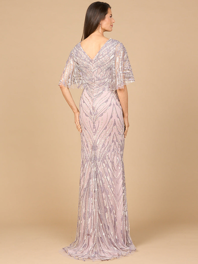 Cape Sleeve Mermaid Gown