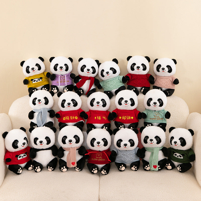 Cute Panda Plush Toy Wearing Clothes