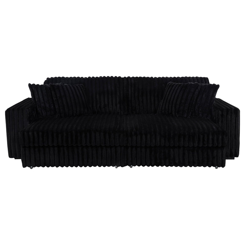 Jacana Corduroy Upholstered Dual Power Chaise Sofa Black